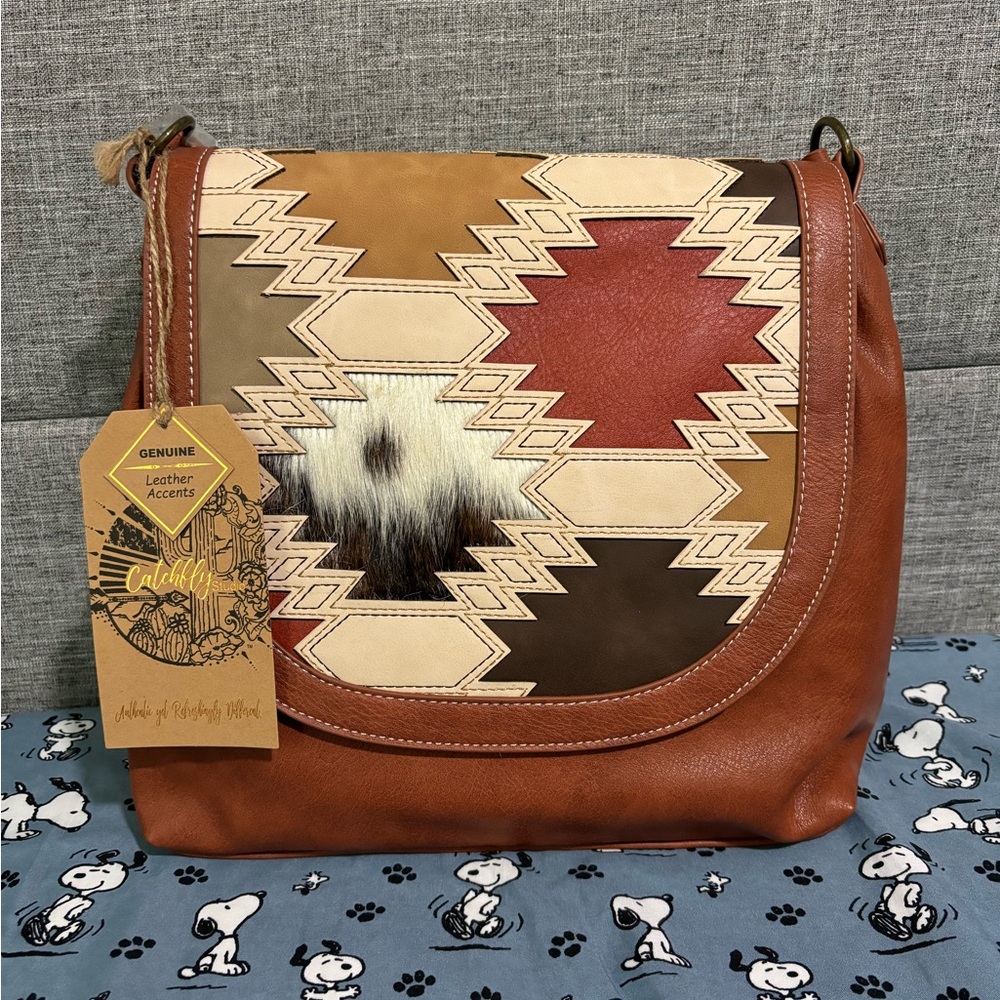 NWT Catchfly Studios Aztec Vegan Leather/Leather Conceal & Carry Handbag
